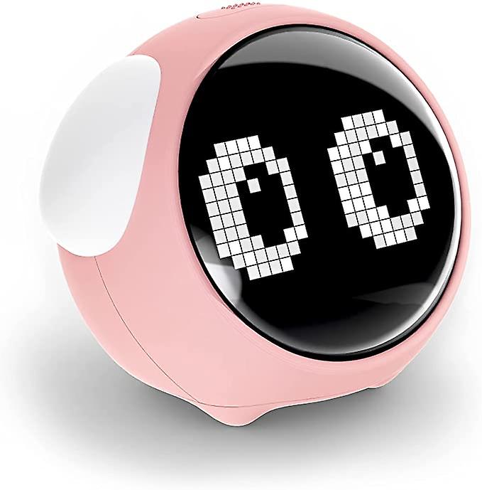 Cute Expression Multi Function LED Pixel Alarm Clock – Pink