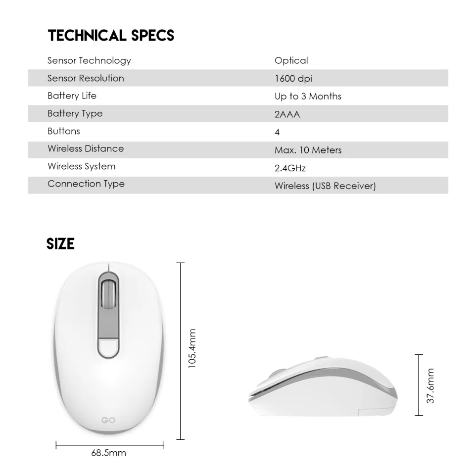 Fantech Go W192 White Silent Wireless Mouse3.webp