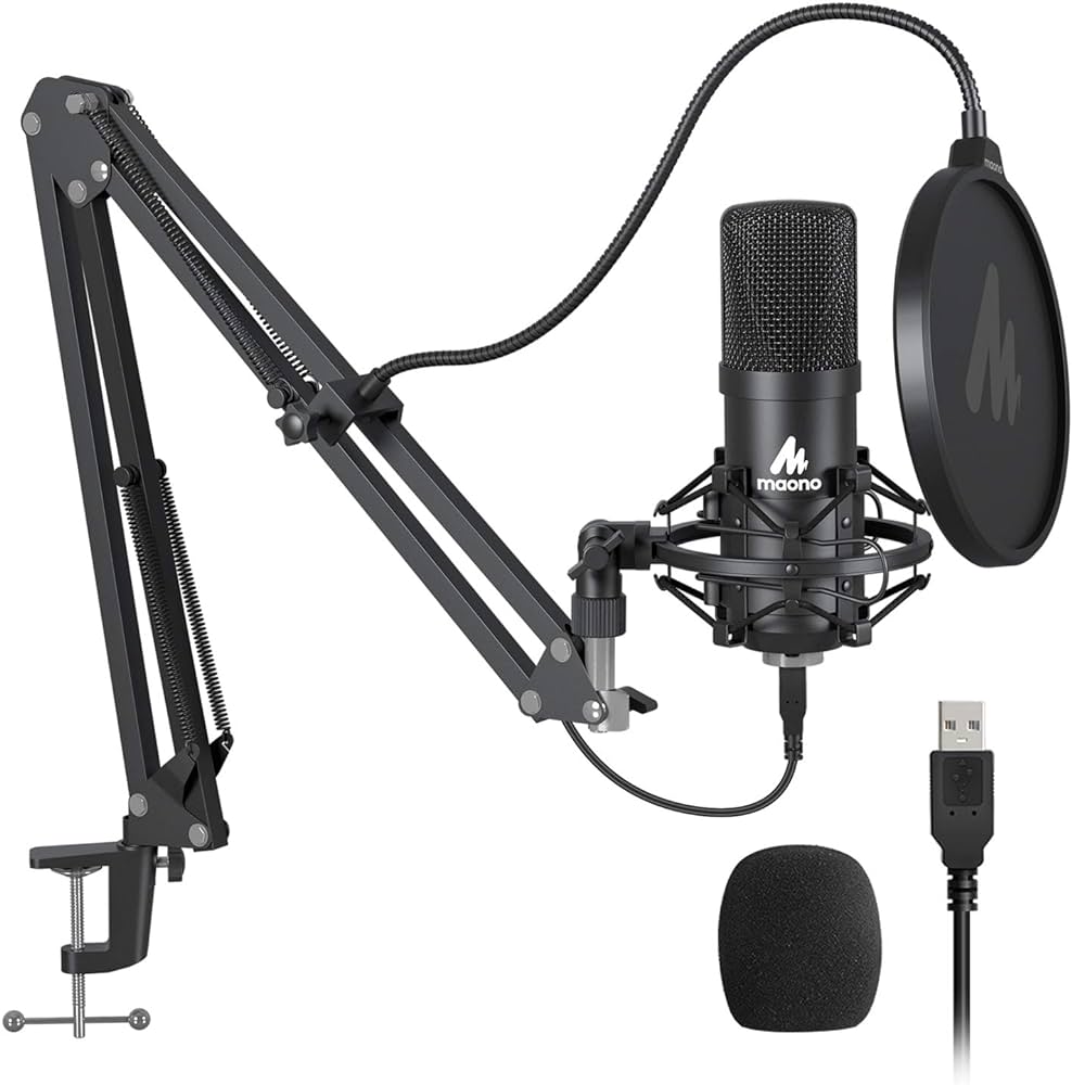 MAONO AU-A04 USB Microphone Combo Setup – Plug & Play USB Cardioid Podcast Condenser Microphone