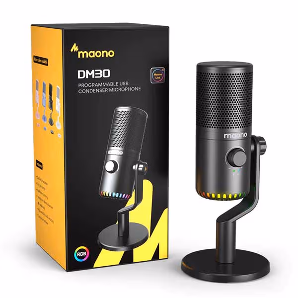 Maono DM30 RGB Programmable USB Condenser Microphone – Black