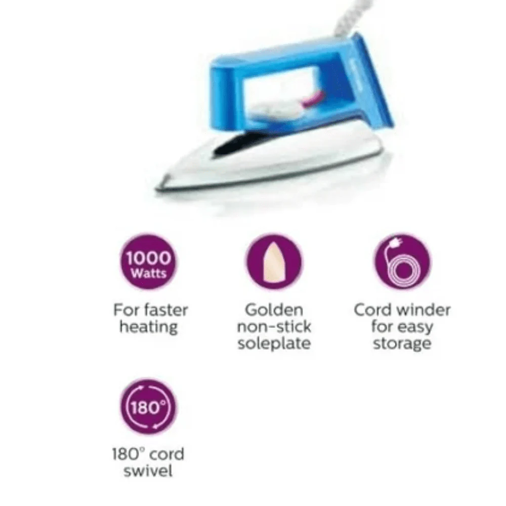 Philips HD1182 1000 Watt Teflon Coating Dry Iron3.webp