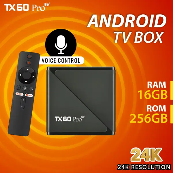 TX60 Pro 24K Ultra HD Smart Android TV Box with Voice Control Remote5.webp